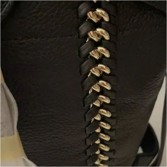 NWT Coach Whiplash Black Leather Tatum Satchel Bag w/ Gold Accents Retail $550 - Picture 7 of 12